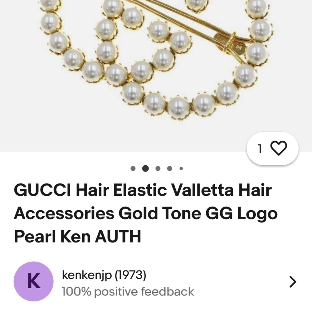 Gucci Gold and Pearl Logo Brooch - Picture 5 of 6